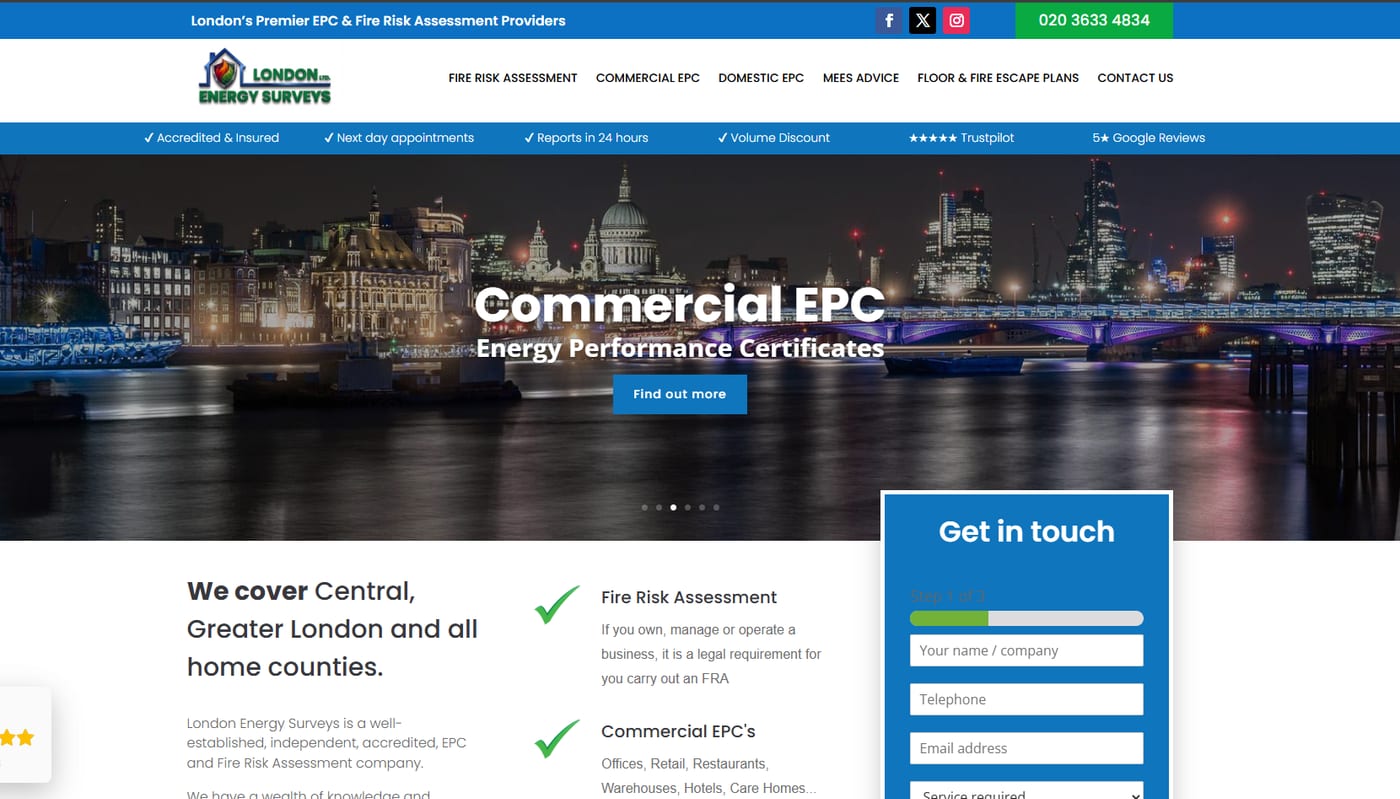 London Energy Surveys website homepage
